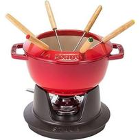 Service à fondue - STAUB - 20 cm - Cerise - Pour 4 personnes - Température variable