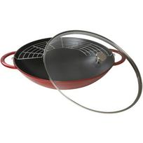 STAUB 405098980 - Wok avec couvercle - Ø 37 cm - Cerise - Tous feux dont induction vyšnia