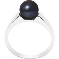 PERLINEA - Tikras apvalus gėlo vandens kultivuotų perlų žiedas 7-8 mm - Juoda Tahiti spalva - 925 Sterling Sidabras - Moteriški papuošalai 62 juoda