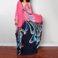 Kaftano spalvos kaklaraištis, laisvalaikio paplūdimio vasaros maxi Cover Up Maxi suknelė, moteriški drabužiai One Size pink