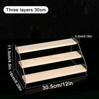 3-5 pakopų skaidrus akrilinis pagrindas, medinis vitrininis stovas, laiptuotas žaislų, modelių, kosmetikos, odos priežiūros produktų vitrininis stovas 3 layers-30cm beige