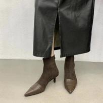 Moteriški vintage čiurnos batai Madingi smailianosiai batai Rudens Žiemos Aukštakulniai Moteriški Elegantiški Tamprios Slim Trumpi Batai 35 gray