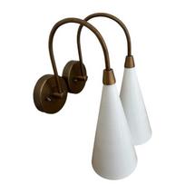 Mid Century White and Brass Wall Sconce – Modern Industrial Wall Light, Home Decor Lighting, Customizable Fixture
