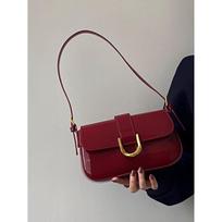 Retro Wine Red Patent Leather Underarm Small Square Bag High-Grade Fashion Texture Glossy Shoulder Bag Women's New Crossbody Bag