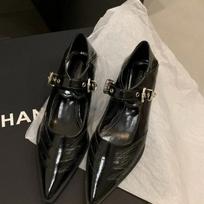 2024 2024 Spring Women Pointed Toe Pumps 2024 Shallow Buckle Ladies Elegant Low Heel Single Shoes Street Style Mary Jane Shoes 35