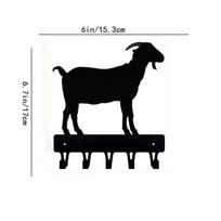 1pc Farm Horned Goat Key Hanger - Metal Wall Art Hook for Wall Iron Art Coat Hange juoda