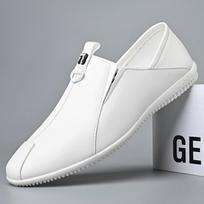 Fashion Designer New Slip-on Solid Color Men's Loafers Spring Autumn Flat Soft Leather Male Dress Shoes Casual Man Leather Shoes 38 balta