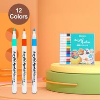 12/60 Colors Acrylic Marker Rock Painting Kit for Kids Children Stone Paint Pens Set Ceramic Glass Wood DIY Crafts Art Supplies 12 Colors blue