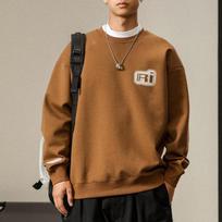 Autumn American Heavy Black Crew Neck Sweater Men'S Loose Large Size Casual Printed Top Korean Version Trend M gilios kavos spalvos