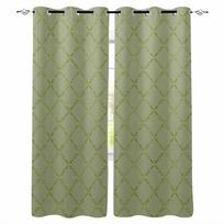 Diamond Grid Texture Sage Green Blackout Curtains For Living Room Bedroom Printed Window Treatment Drapes Home Decor W135 x H245cm beige