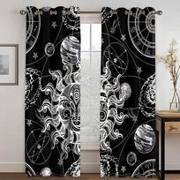 Luxury Gold Mysterious Symbol Divination Curtains for Living Room Design Bedroom Kitchen Decoration Window Drapes Cortina 3D 50Wx60H(CM)x1Piece&Grommet Top brown