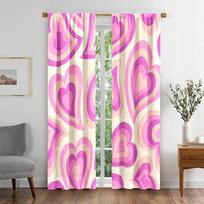 New Cheap Pink Love Heart Pattern Curtain Baloon Blue High Shading Curtain for Living Room Bedroom Window Home Decoration 2Pcs W55 X H120cm X 2&Grommet Top pink