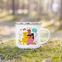 Animacinis stiliaus augintinių puodelis Emaliuotas puodelis Puodeliai su rankenėlėmis Kavos, arbatos, pieno puodeliai Asmeninės dovanos Indai Cupshe Alaus Kelioninis Turistinis Juokingas 360ml gray