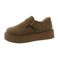 Madingi 2024 m. Rudens Moteriški Plokštumų Batai Retro Atsitiktiniai Loafers Moteriai Nauji Universalūs Suede Kailiniai Stori Batai Zapatos De Mujer Mocasinas 35 chaki