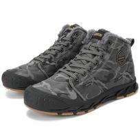 Fashion Men Winter boots lace up with fur warm Winter Flats Boots lace up British Men's Snow Boots Version men Trend High Top Shoes 7 pilka spalva