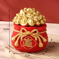 Chinese Year Blessing Bag Decor Feng Shui Collectible Resin Statue Table Decoration for 11cmx11cmx15cm multi
