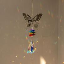 Crystal Suncatcher Prisms Hanging Rainbow Chaser Window Wind Chime Tree of Life Car Art Hanging Pendant Home Garden Decoration brown