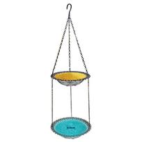 Double Layer Outdoor Hanging Bird Feeder Bird Bath Garden Bird Bathtub Blue/Gray/Purple/Pink Outdoor Bird Feeder mėlyna