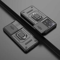 Stumdomas kameros dėklas Xiaomi 13T 14T Pro POCO X6 F6 M6 C65 C75, atsparus smūgiams šarvuotas stovas galinis dangtelis Redmi 13C 14C telefono dėklui Xiaomi 13T juoda