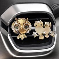 „Crystal Owl“ automobilių oro gaiviklis „Deimantinis pelėdas“ Automobilių kvepalai Oro ventiliacijos spaustukas Automobilių aksesuarai Interjeras Moteriškas Aromaterapijos Ornamentas gray