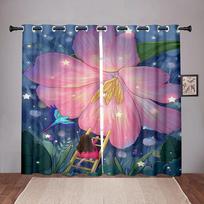 Cartoon Flower Floral Maid Girl Blackout Window Curtains for Bedroom Living Room Bathroom Kicthen Door Hall High Shading New W55 X H120cm X 2&HOOK