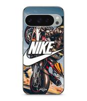 Case - MANIACASE - Google Pixel 9 Pro - Flexible - Silicone - White Nike Logo Pattern juoda