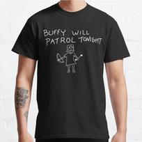 Dydžiai S-3XL Buffy šiąnakt patruliuos su juodu spaudiniu T-shirt Vyriški viršutiniai drabužiai Mados drabužiai Marškinėliai S juoda
