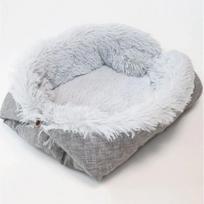 Dual Purpose Folding Dog Kennel Washable Universal Cat Kennel Pet Blanket Nest Small Pet Plush Dog Kennel Thick Pet Mat white