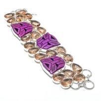 Cameo, Morganite Gemstone Handmade 925 Sterling Silver Bracelet 7-8  E8Z37