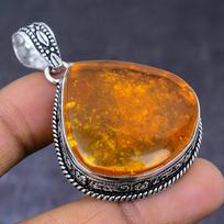 Baltiško gintaro brangakmenio 925 sterlingų sidabro papuošalo pakabukas 2,13  m0v94 orange