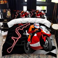 Motorcycle rider bed duvet cover set queen calico Twin size comforter bedding set Single complete set 70x133cm 2pcs white