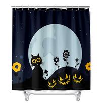 Happy Halloween Cartoon Pumpkin Ready-made Thin Window Blinds Curtains For Bedroom Kids Living Room Bathroom Kicthen Door Hall W50 X H130(CM)X2&Hook