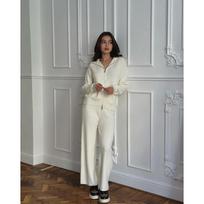 Striukė su užtrauktuku + plačios kelnės, megztas laisvalaikio moteriškas kostiumas one size fits all gray