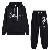 Kasdienis moteriškas sportinis kostiumas, dviejų dalių rinkinys moterims, bėgiojantiems megztinis Patogus rudens žieminis megztinis su virvele su gobtuvu S