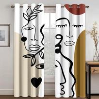 Abstract Art Anthestic Morandi Window Curtains Blinds For Living Room Bedroom Kicthen Office Door Blinds Windows Home Decor2Pcs (W50H130cm)-2pcs&Hook