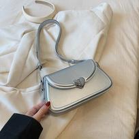 MOODS Loving Heart Buckle Crossbody Bags For Women  Luxury Designer Handbags Silver Color Small Shoulder Underarm Phone Bag 23x14x6cm