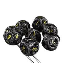 DND Dice Set - Elegant Dungeons and Dragons Dice with Tree Vine Dragon Design - Premium Metal DND & D&D Dice auksas/juoda