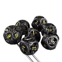 DND Dice Set, Elegant Dungeons and Dragons Dice with Tree Vine Dragon Design, Premium Metal DND & D&D Dice juoda/auksas