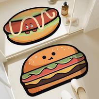 Two-piece Cartoon Burger Floor Mat Toilet Toilet Door Quick-drying Floor Mat Entry Door Mat 40*60cm+40*60cm（2.5mm） brown