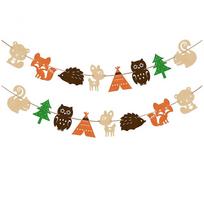 Lovely Forest Animal Bunting Banner Kids Birthday Baby Shower Party Decor Prop ADM brown