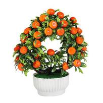 Dirbtiniai vazoniniai augalai Realistiški Meilės širdies formos Netikras vaisinis medis Bonsai Žali augalai Vazono dekoracija A orange