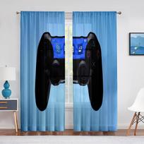 Gamepad Gamer Sheer Voile Curtains Video Games Controller Cool Window Tulle Curtains for Living Room Boys Girls Bedroom Decor 2p 100W130H(CM)40x51in&rod pocket