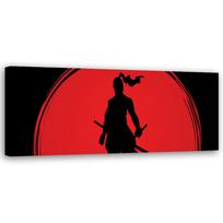 Canvas print, Samurai Japan Sun 90x30 raudona