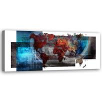Canvas print, World map composition 90x30 mėlyna