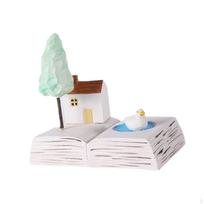 Small Wooden House Figurine Carving Cottage Furnishing Rustic Ornament Desktop
