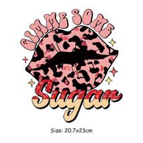 Iron-On Clothes Decals Stickers Lips Heat Press Appliqued T-Shirt Hoodies Parches Ropa Diy Clothes Stickers Thermal Patch black