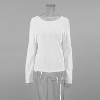 Women Fall Spring Splicing Slim Bottoming Shirts O-Neck Long Sleeve Basic Top Simple Solid Casual Versatile T-shirt L chaki