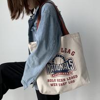Women bag large capacity travel canvas bag female shoulder simple letter literary students yoga sports canvas bag gray