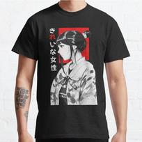Vasaros Vyriški Madingi Laisvalaikio Trumpomis Rankovėmis Anime Mergina Kimono Juodi Marškinėliai Per Dydį T-shirtai S mėlyna