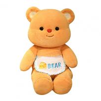 Plush Toy Yellow Bear Plush Toy with Apron Rabbit Plushie Stuffed Doll Pillow Home Office Bedroom Decoration for Kids for Ages